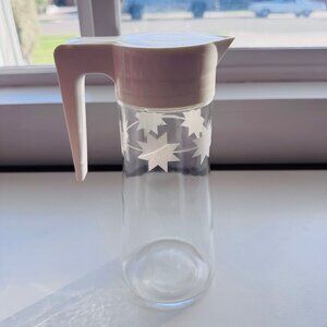 Vintage Anchor Hocking Glass Picher w/ White Plastic Lid - Atomic Starburst
